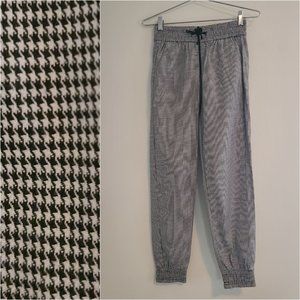 NWT Forever 21 Black & White Lined Houndstooth Trouser Joggers Pants Baggy Fit